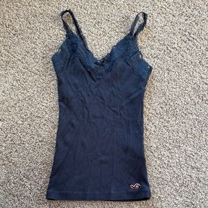 OG Hollister Navy Blue Lace Trim Tank Top